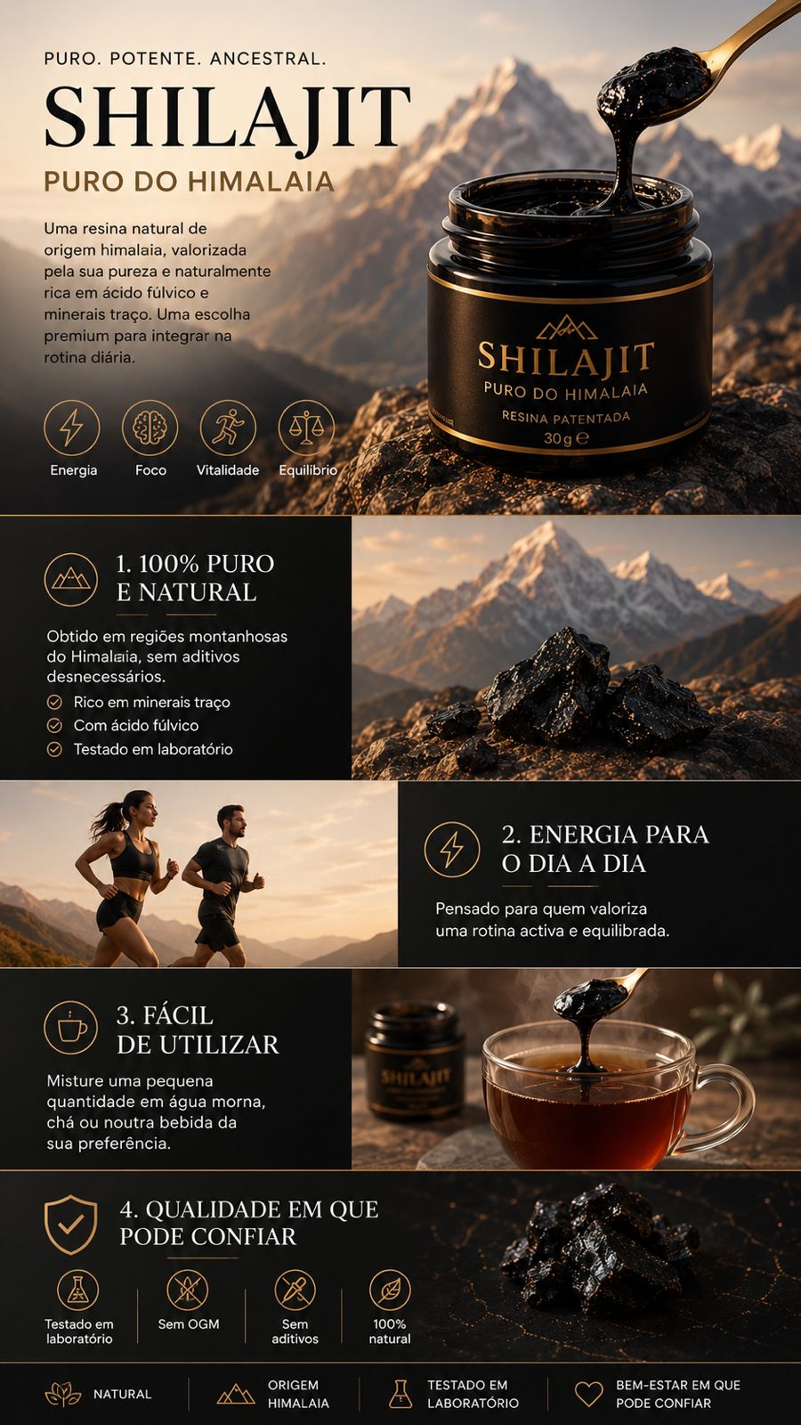 Shilajit 100% Puro 💎 Fonte de Energia Vital do Himalaia