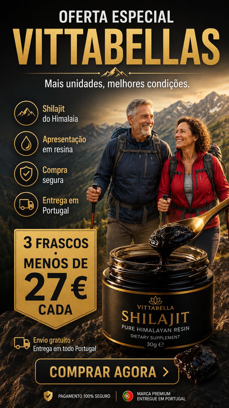 Shilajit 100% Puro 💎 Fonte de Energia Vital do Himalaia